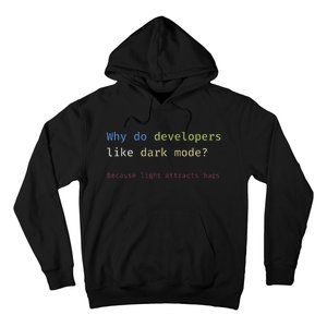 Funny Nerdy Developer Joke Dark Mode Bugs Coding Pun Hoodie