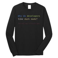 Funny Nerdy Developer Joke Dark Mode Bugs Coding Pun Long Sleeve Shirt