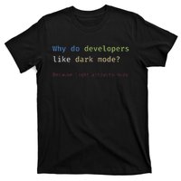 Funny Nerdy Developer Joke Dark Mode Bugs Coding Pun T-Shirt