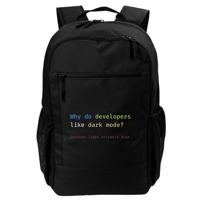 Funny Nerdy Developer Joke Dark Mode Bugs Coding Pun Daily Commute Backpack