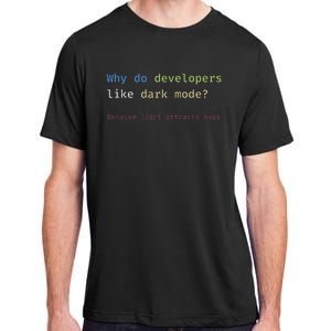 Funny Nerdy Developer Joke Dark Mode Bugs Coding Pun Adult ChromaSoft Performance T-Shirt