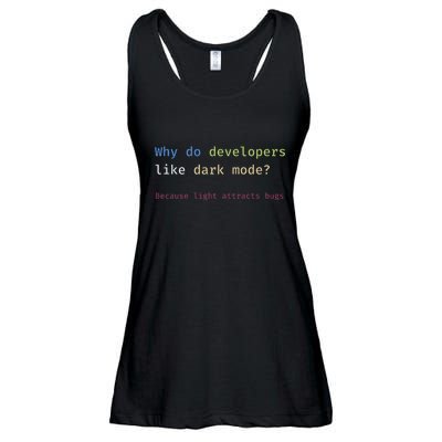 Funny Nerdy Developer Joke Dark Mode Bugs Coding Pun Ladies Essential Flowy Tank