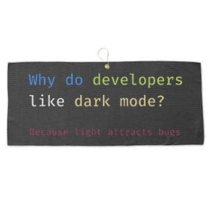 Funny Nerdy Developer Joke Dark Mode Bugs Coding Pun Large Microfiber Waffle Golf Towel