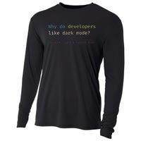 Funny Nerdy Developer Joke Dark Mode Bugs Coding Pun Cooling Performance Long Sleeve Crew