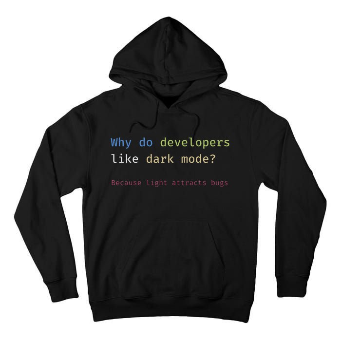 Funny Nerdy Developer Joke Dark Mode Bugs Coding Pun Tall Hoodie