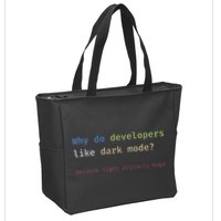Funny Nerdy Developer Joke Dark Mode Bugs Coding Pun Zip Tote Bag