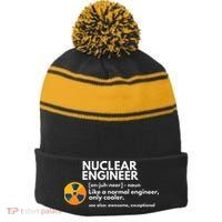 Funny Nuclear Engineer Definition Engineering Gift Stripe Pom Pom Beanie