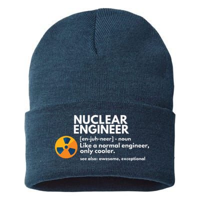 Funny Nuclear Engineer Definition Engineering Gift Sustainable Knit Beanie