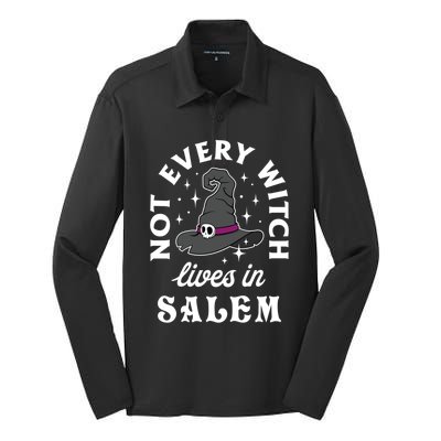 Funny Not Every Witch Lives In Salem Halloween Great Gift Silk Touch Performance Long Sleeve Polo