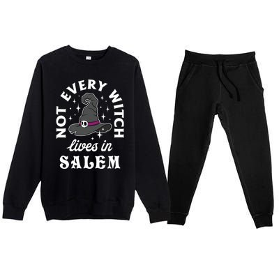 Funny Not Every Witch Lives In Salem Halloween Great Gift Premium Crewneck Sweatsuit Set