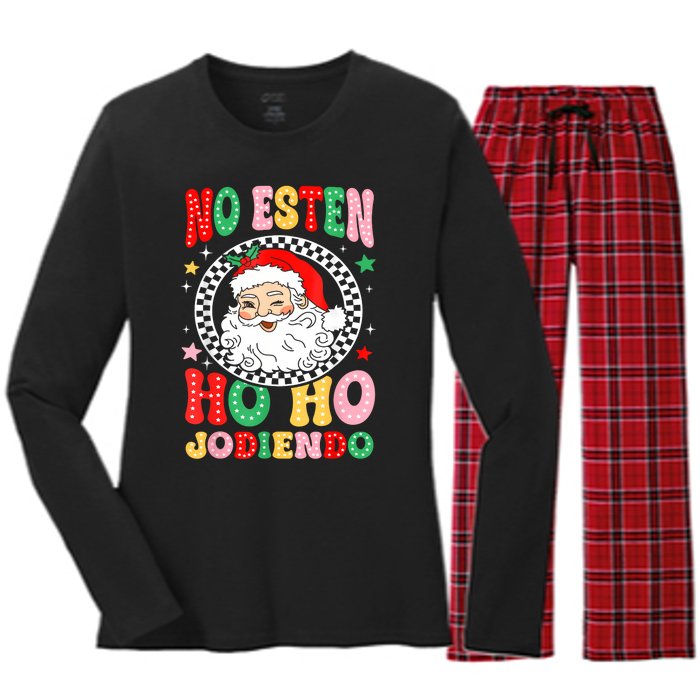 Funny No Esten Ho Ho Jodiendo Women's Long Sleeve Flannel Pajama Set 