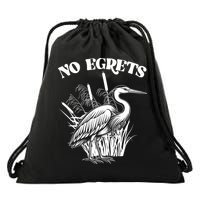 Funny No Egrets No Regrets Bird Pun Drawstring Bag