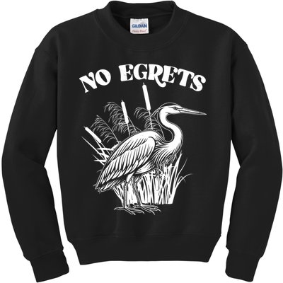 Funny No Egrets No Regrets Bird Pun Kids Sweatshirt