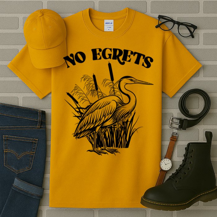 Funny No Egrets No Regrets Bird Pun Tall T-Shirt
