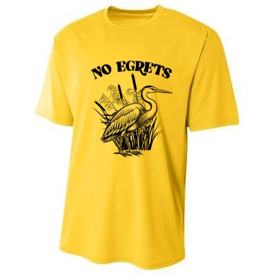 Funny No Egrets No Regrets Bird Pun Youth Performance Sprint T-Shirt