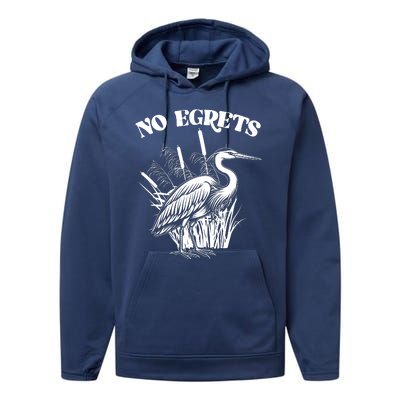 Funny No Egrets No Regrets Bird Pun Performance Fleece Hoodie