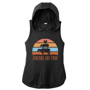 Friends Not Food Animal Lover Vegan Ladies PosiCharge Tri-Blend Wicking Draft Hoodie Tank