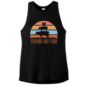 Friends Not Food Animal Lover Vegan Ladies PosiCharge Tri-Blend Wicking Tank