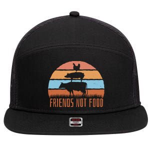 Friends Not Food Animal Lover Vegan 7 Panel Mesh Trucker Snapback Hat