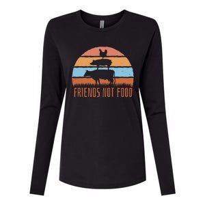 Friends Not Food Animal Lover Vegan Womens Cotton Relaxed Long Sleeve T-Shirt