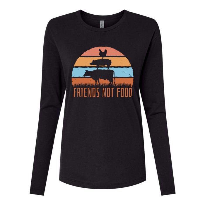 Friends Not Food Animal Lover Vegan Womens Cotton Relaxed Long Sleeve T-Shirt