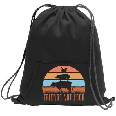 Friends Not Food Animal Lover Vegan Sweatshirt Cinch Pack Bag