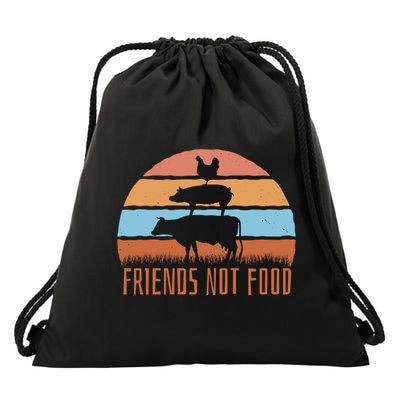 Friends Not Food Animal Lover Vegan Drawstring Bag