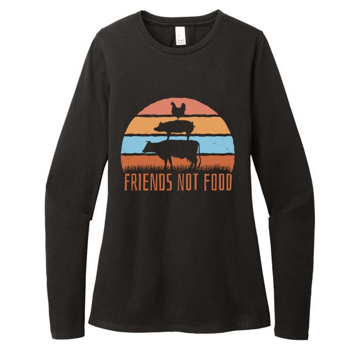 Friends Not Food Animal Lover Vegan Womens CVC Long Sleeve Shirt