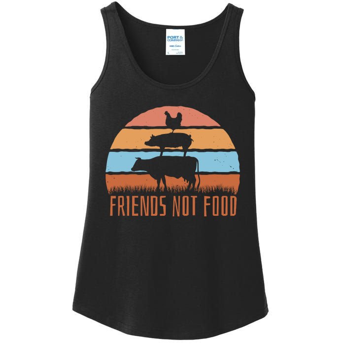 Friends Not Food Animal Lover Vegan Ladies Essential Tank