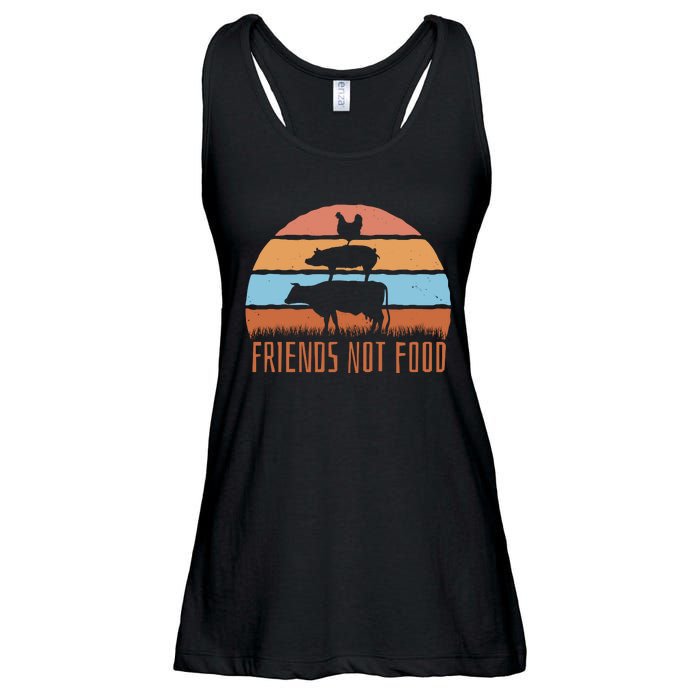 Friends Not Food Animal Lover Vegan Ladies Essential Flowy Tank