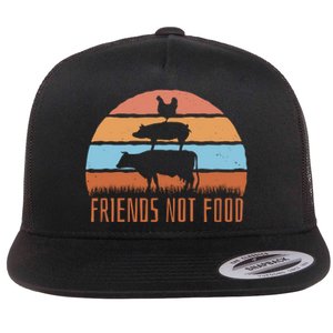 Friends Not Food Animal Lover Vegan Flat Bill Trucker Hat