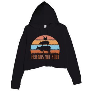 Friends Not Food Animal Lover Vegan Crop Fleece Hoodie