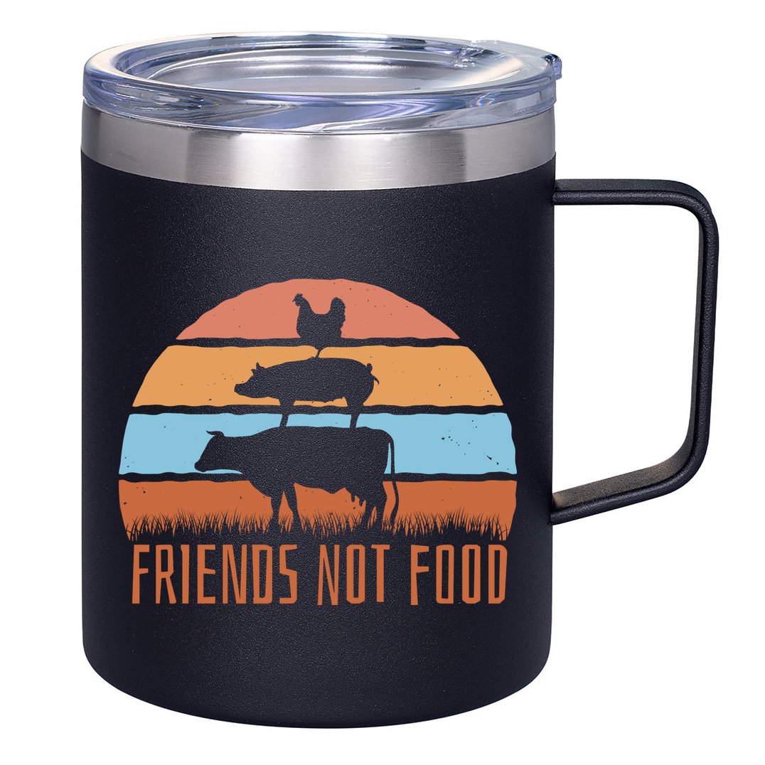 Friends Not Food Animal Lover Vegan 12oz Stainless Steel Coffee Mug
