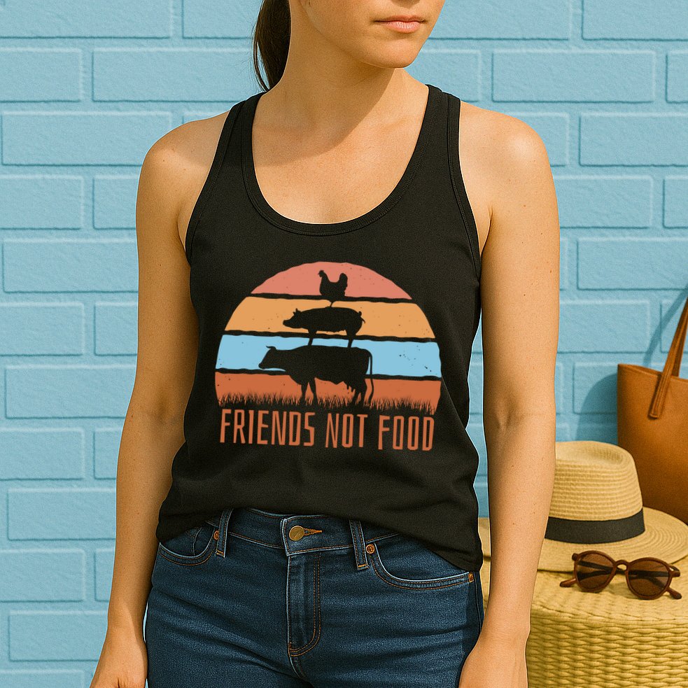 Friends Not Food Animal Lover Vegan Womens Tank Top