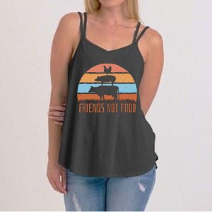 Friends Not Food Animal Lover Vegan Women's Strappy Tank