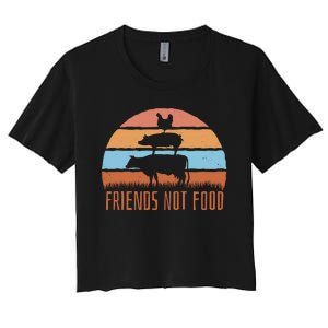 Friends Not Food Animal Lover Vegan Women's Crop Top Tee