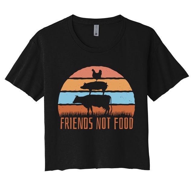 Friends Not Food Animal Lover Vegan Crop Top