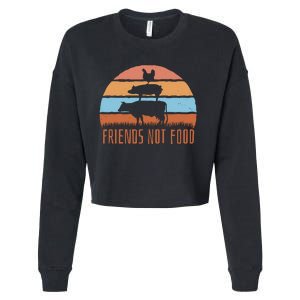 Friends Not Food Animal Lover Vegan Cropped Pullover Crew