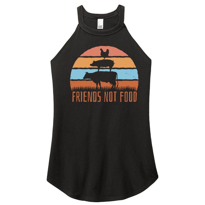 Friends Not Food Animal Lover Vegan Women's Perfect Tri Rocker Tank