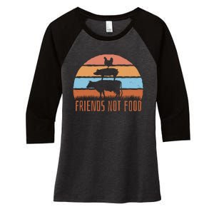 Friends Not Food Animal Lover Vegan Women's Tri-Blend 3/4-Sleeve Raglan Shirt