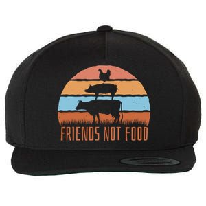 Friends Not Food Animal Lover Vegan Wool Snapback Cap