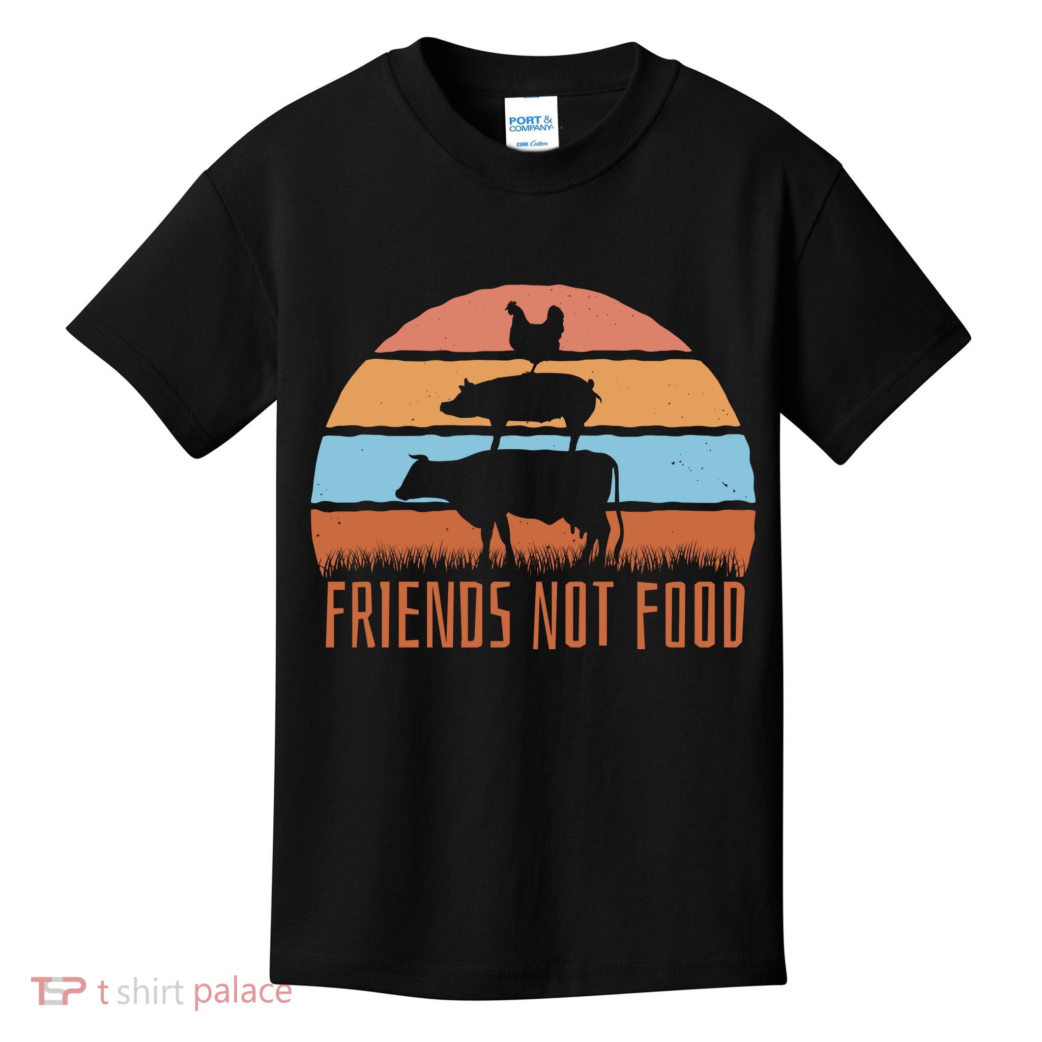 Friends Not Food Animal Lover Vegan Kids T-Shirt