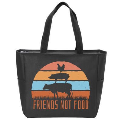 Friends Not Food Animal Lover Vegan Zip Tote Bag