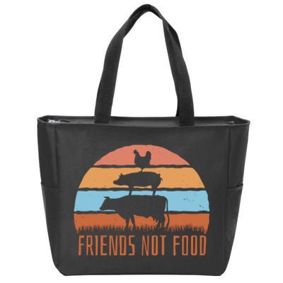 Friends Not Food Animal Lover Vegan Zip Tote Bag