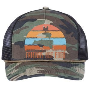 Friends Not Food Animal Lover Vegan Retro Rope Trucker Hat Cap