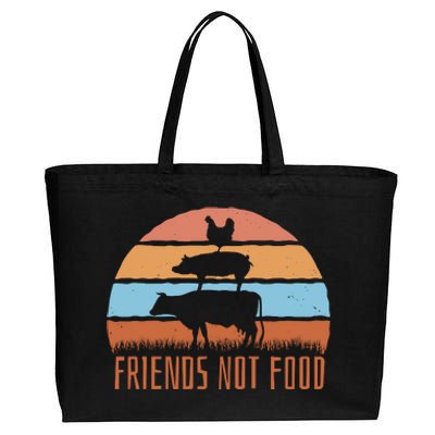 Friends Not Food Animal Lover Vegan Cotton Canvas Jumbo Tote