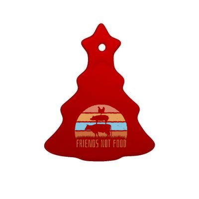 Friends Not Food Animal Lover Vegan Ceramic Tree Ornament