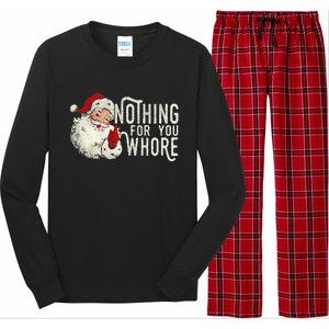 Funny Nothing For You Santa Christmas Christmas Gift For Christmas Party Long Sleeve Pajama Set