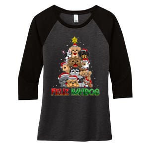 Feliz Navidog Feliz Navidad Christmas For Dog Lovers Women's Tri-Blend 3/4-Sleeve Raglan Shirt