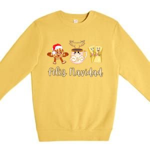 Feliz Navidad Funny Spanish Christmas Pan Dulce Cafe Tamales Premium Crewneck Sweatshirt